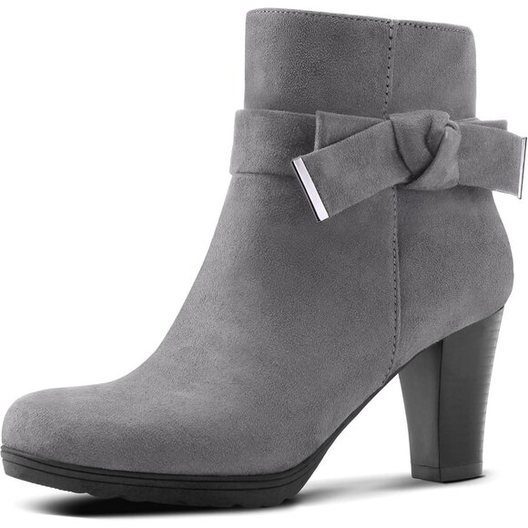 mysoft Women's Booties with Heel, Chunky Stacked Zipper Ankle Boots for Ladies - Picture 1 of 7